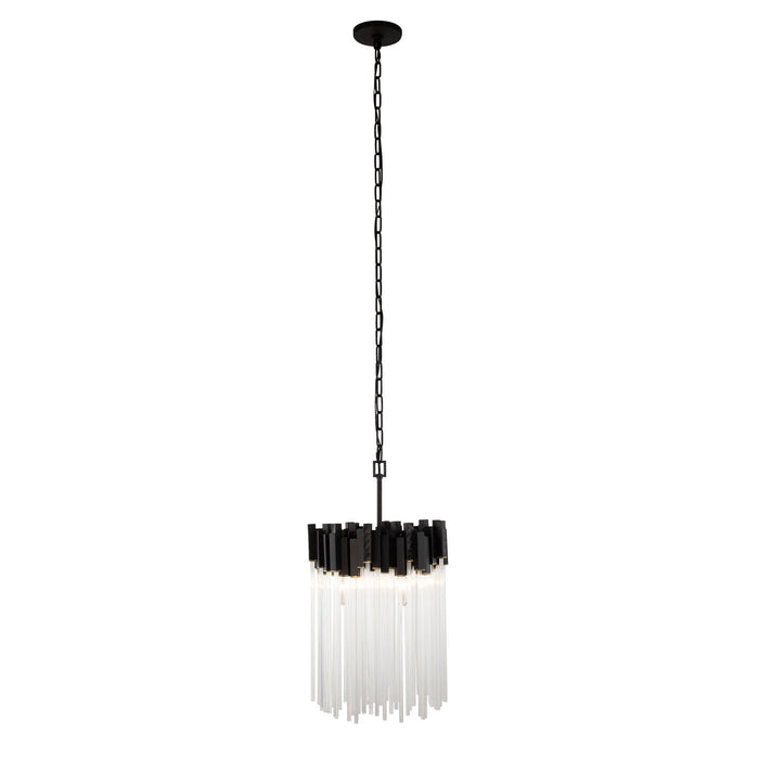 Varaluz 309P03MBFG Three Light Pendant, Matte Black/French Gold