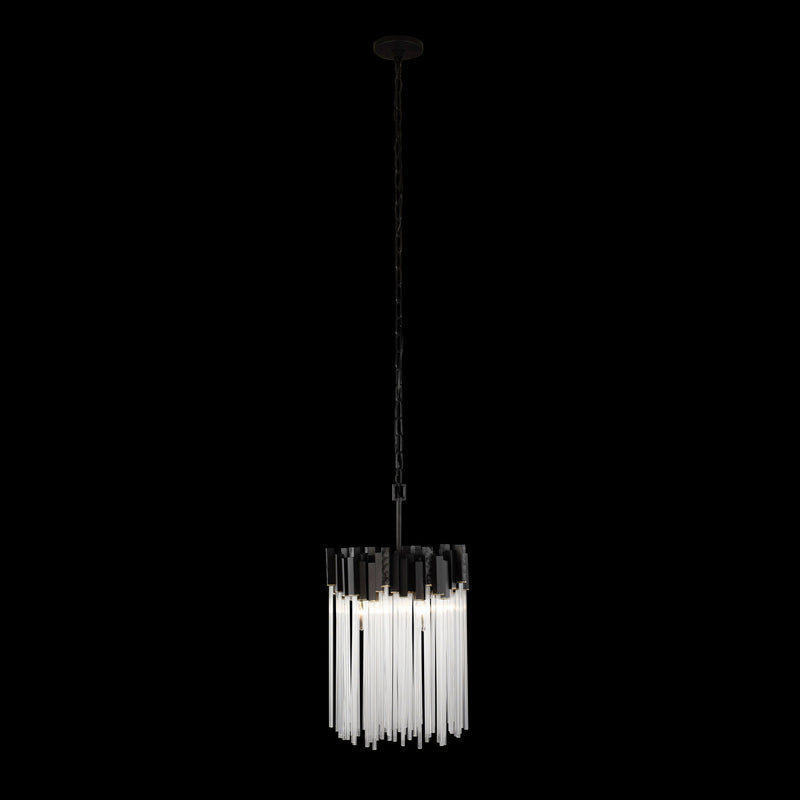 Varaluz 309P03MBFG Three Light Pendant, Matte Black/French Gold