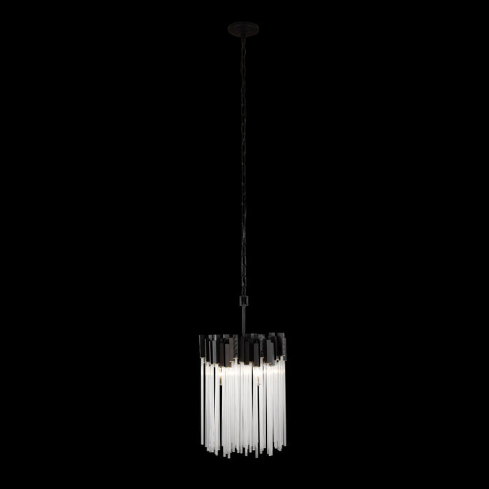 Varaluz 309P03MBFG Three Light Pendant, Matte Black/French Gold