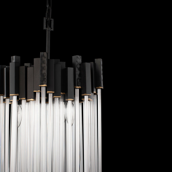 Varaluz 309P03MBFG Three Light Pendant, Matte Black/French Gold