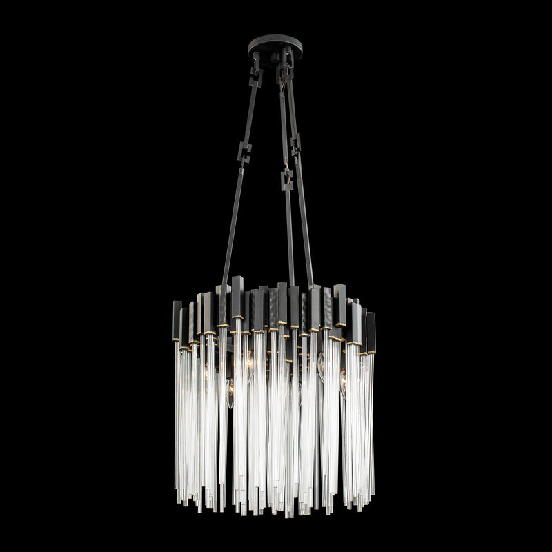 Varaluz 309P06MBFG Six Light Pendant, Matte Black/French Gold