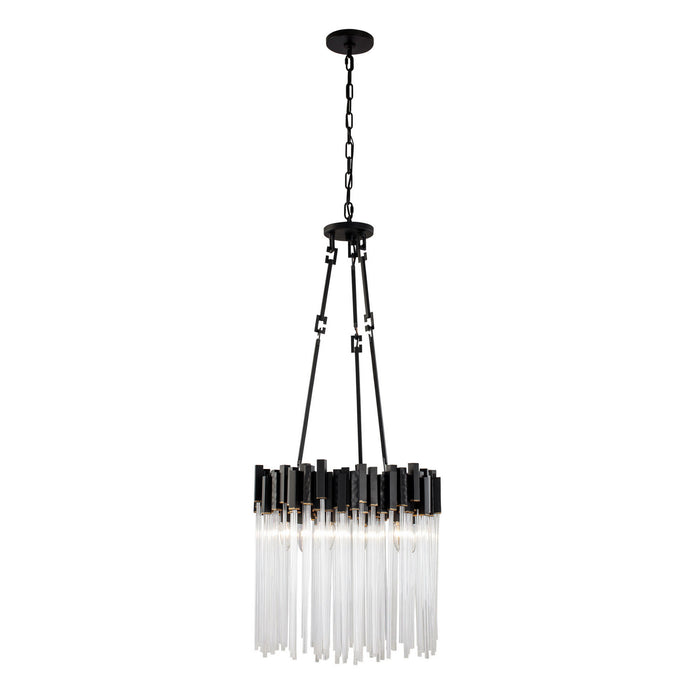 Varaluz 309P06MBFG Six Light Pendant, Matte Black/French Gold