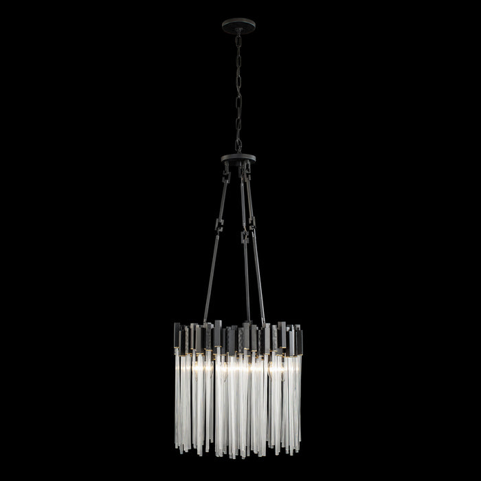 Varaluz 309P06MBFG Six Light Pendant, Matte Black/French Gold