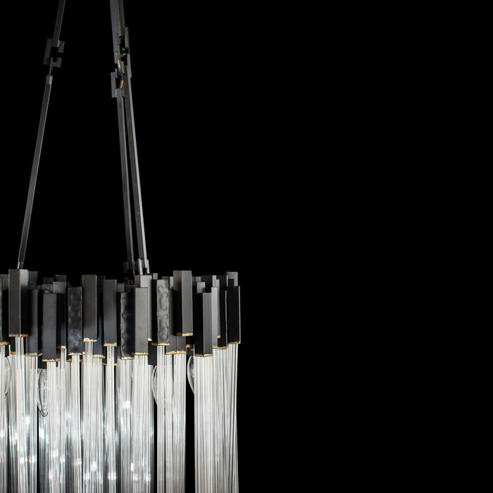 Varaluz 309P06MBFG Six Light Pendant, Matte Black/French Gold
