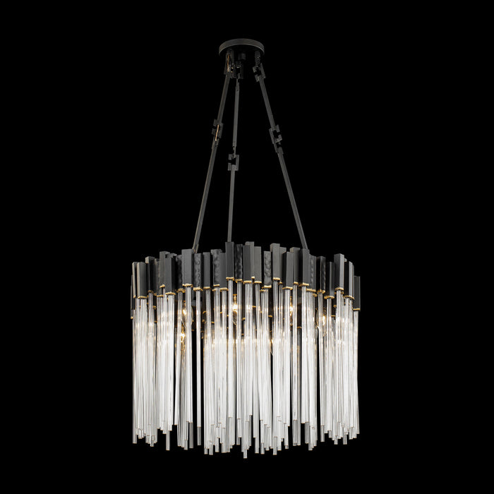 Varaluz 309P09MBFG Nine Light Pendant, Matte Black/French Gold
