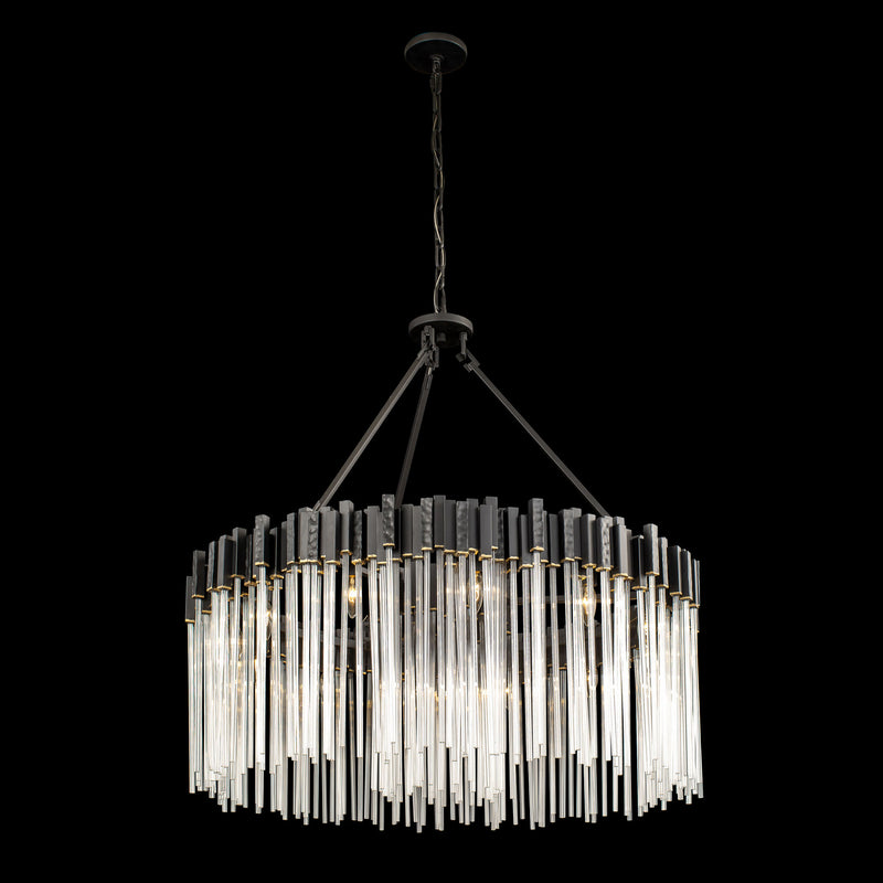 Varaluz 309P12MBFG 12 Light Pendant, Matte Black/French Gold