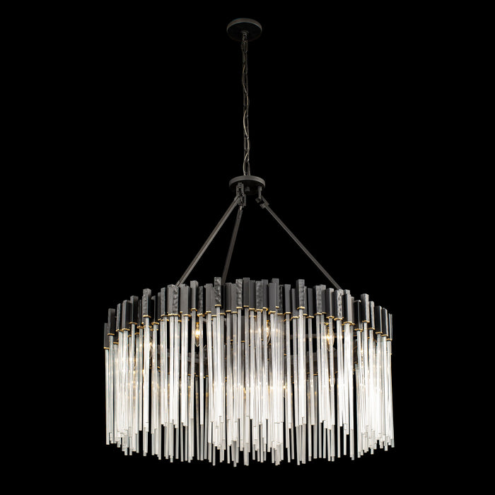 Varaluz 309P12MBFG 12 Light Pendant, Matte Black/French Gold
