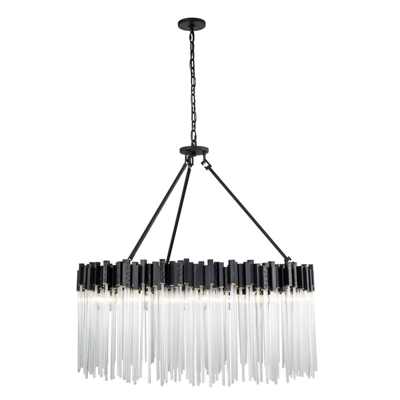 Varaluz 309P12MBFG 12 Light Pendant, Matte Black/French Gold