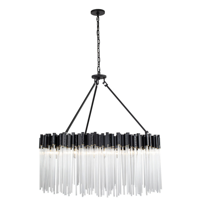 Varaluz 309P12MBFG 12 Light Pendant, Matte Black/French Gold