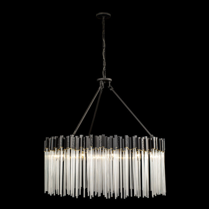 Varaluz 309P12MBFG 12 Light Pendant, Matte Black/French Gold