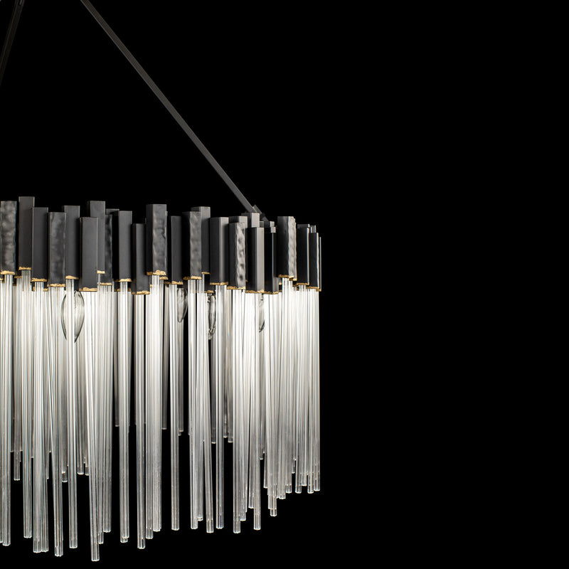 Varaluz 309P12MBFG 12 Light Pendant, Matte Black/French Gold