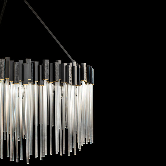 Varaluz 309P12MBFG 12 Light Pendant, Matte Black/French Gold