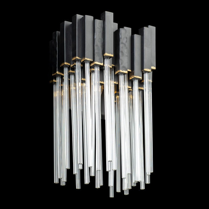 Varaluz 309W01MBFG One Light Wall Sconce, Matte Black/French Gold