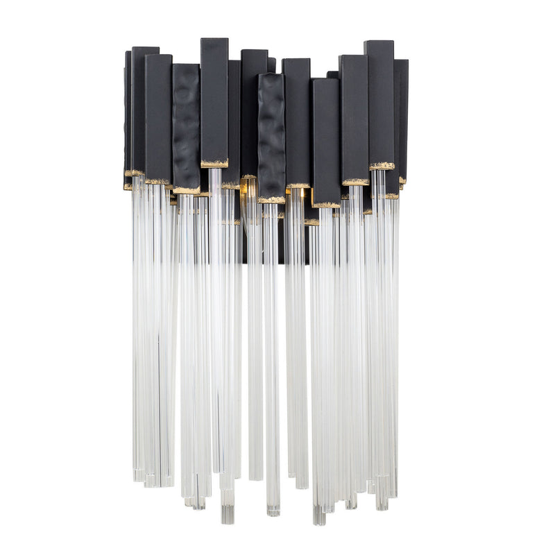 Varaluz 309W01MBFG One Light Wall Sconce, Matte Black/French Gold