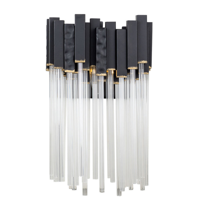 Varaluz 309W01MBFG One Light Wall Sconce, Matte Black/French Gold