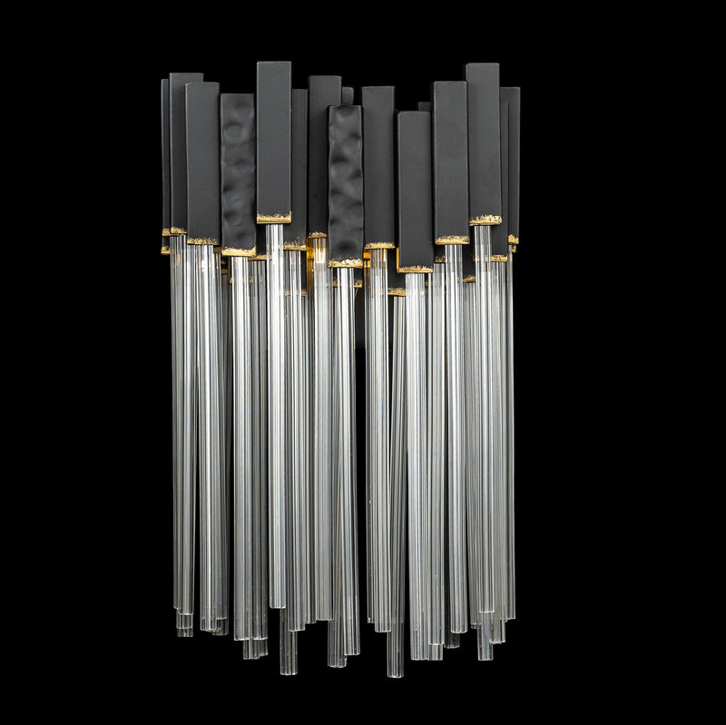 Varaluz 309W01MBFG One Light Wall Sconce, Matte Black/French Gold