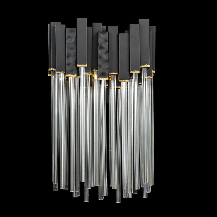 Varaluz 309W01MBFG One Light Wall Sconce, Matte Black/French Gold