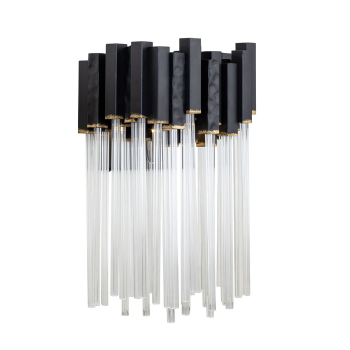 Varaluz 309W01MBFG One Light Wall Sconce, Matte Black/French Gold