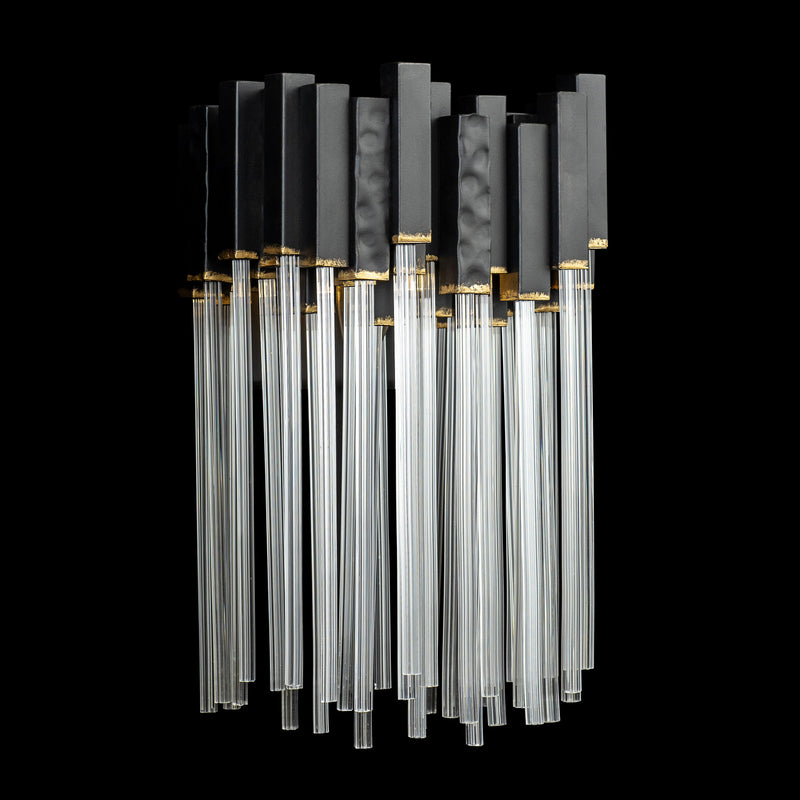 Varaluz 309W01MBFG One Light Wall Sconce, Matte Black/French Gold