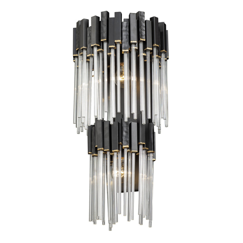 Varaluz 309W02LMBFG Two Light Wall Sconce, Matte Black/French Gold