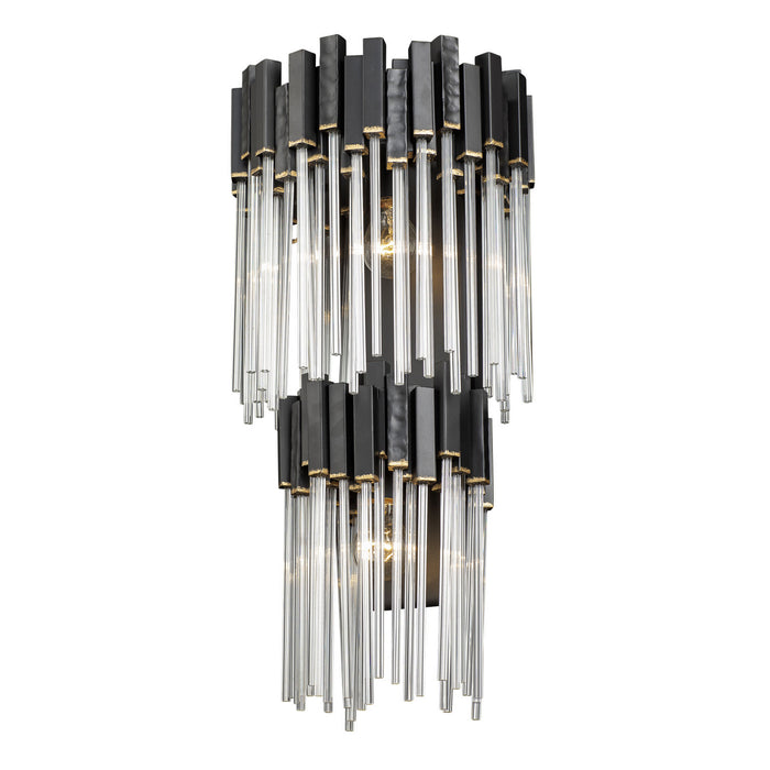 Varaluz 309W02LMBFG Two Light Wall Sconce, Matte Black/French Gold
