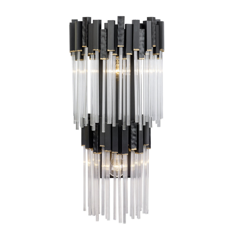 Varaluz 309W02LMBFG Two Light Wall Sconce, Matte Black/French Gold