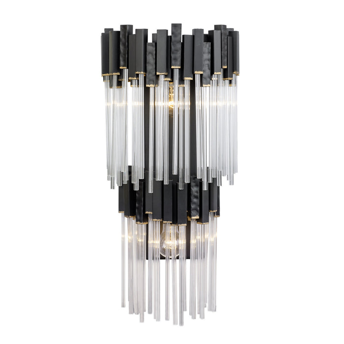Varaluz 309W02LMBFG Two Light Wall Sconce, Matte Black/French Gold