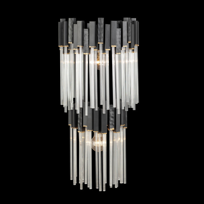 Varaluz 309W02LMBFG Two Light Wall Sconce, Matte Black/French Gold