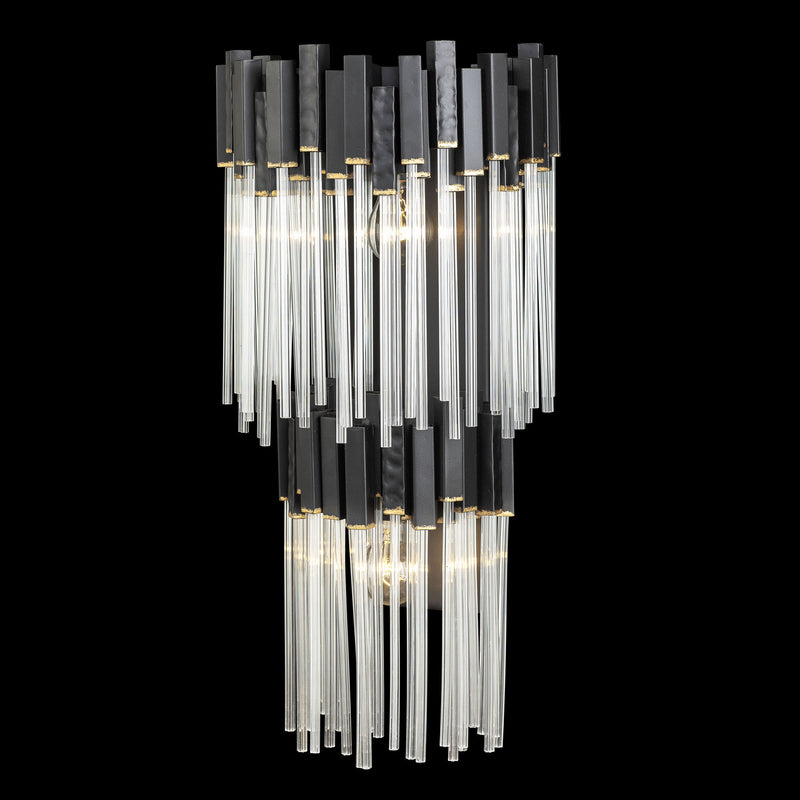 Varaluz 309W02LMBFG Two Light Wall Sconce, Matte Black/French Gold