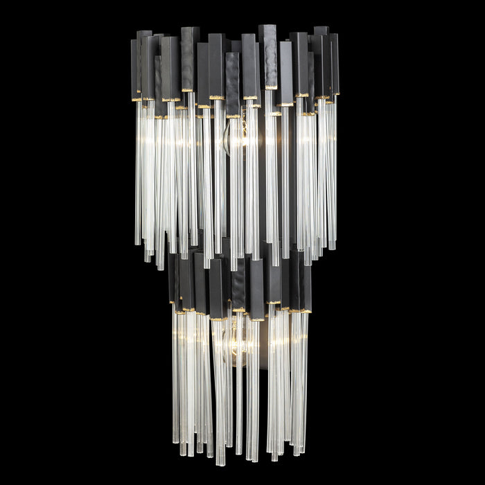 Varaluz 309W02LMBFG Two Light Wall Sconce, Matte Black/French Gold