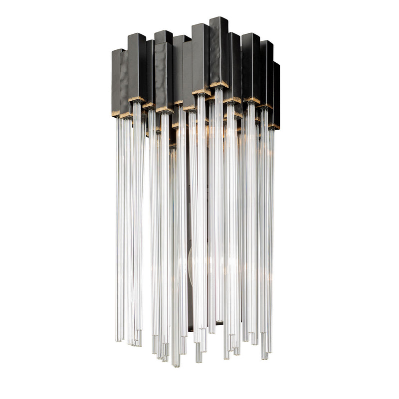 Varaluz 309W02MBFG Two Light Wall Sconce, Matte Black/French Gold