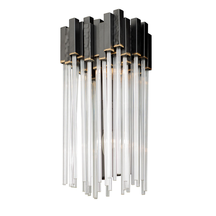 Varaluz 309W02MBFG Two Light Wall Sconce, Matte Black/French Gold