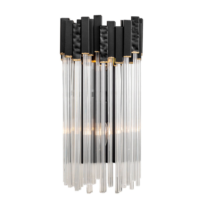 Varaluz 309W02MBFG Two Light Wall Sconce, Matte Black/French Gold