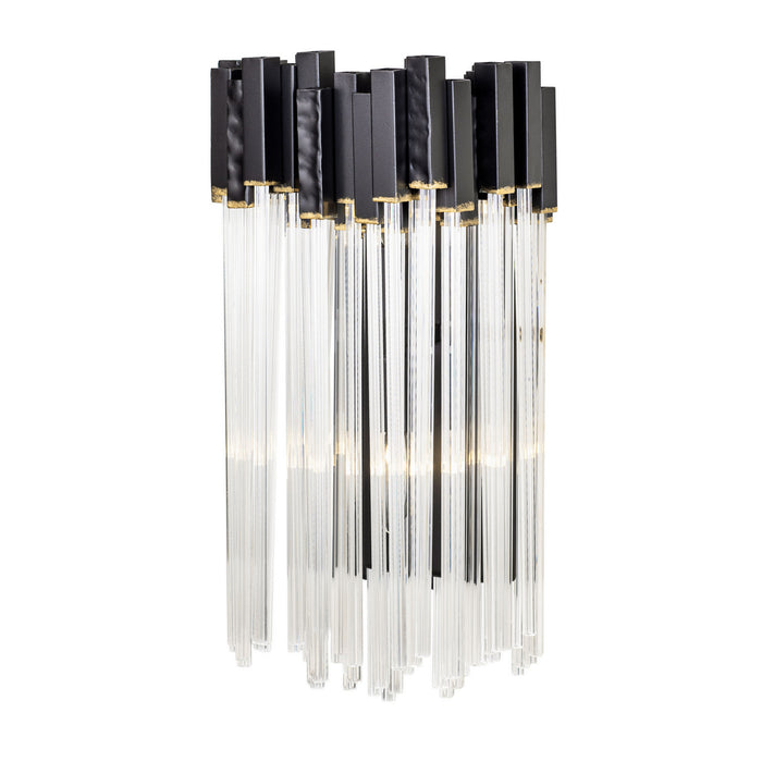 Varaluz 309W02MBFG Two Light Wall Sconce, Matte Black/French Gold