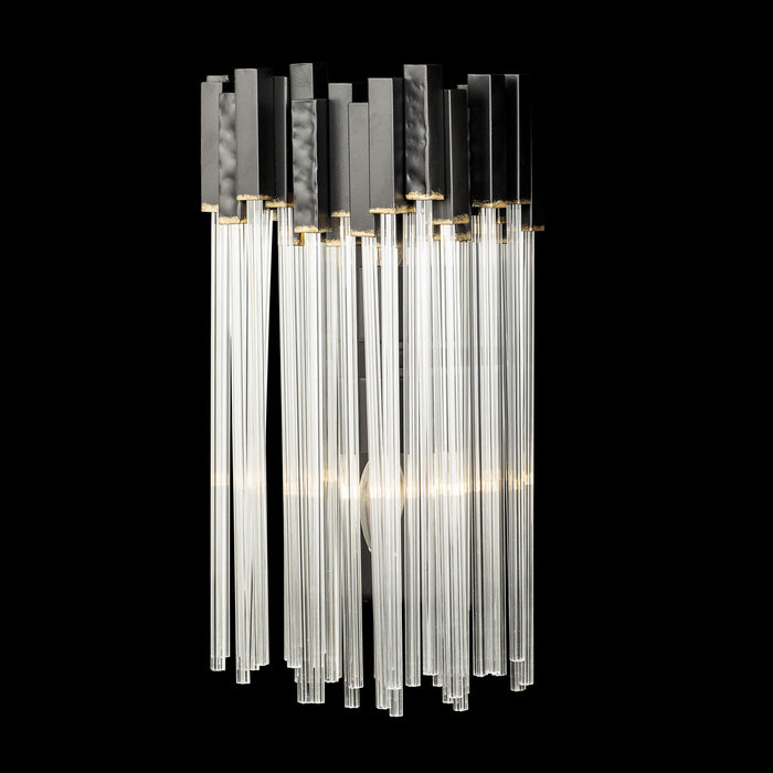 Varaluz 309W02MBFG Two Light Wall Sconce, Matte Black/French Gold