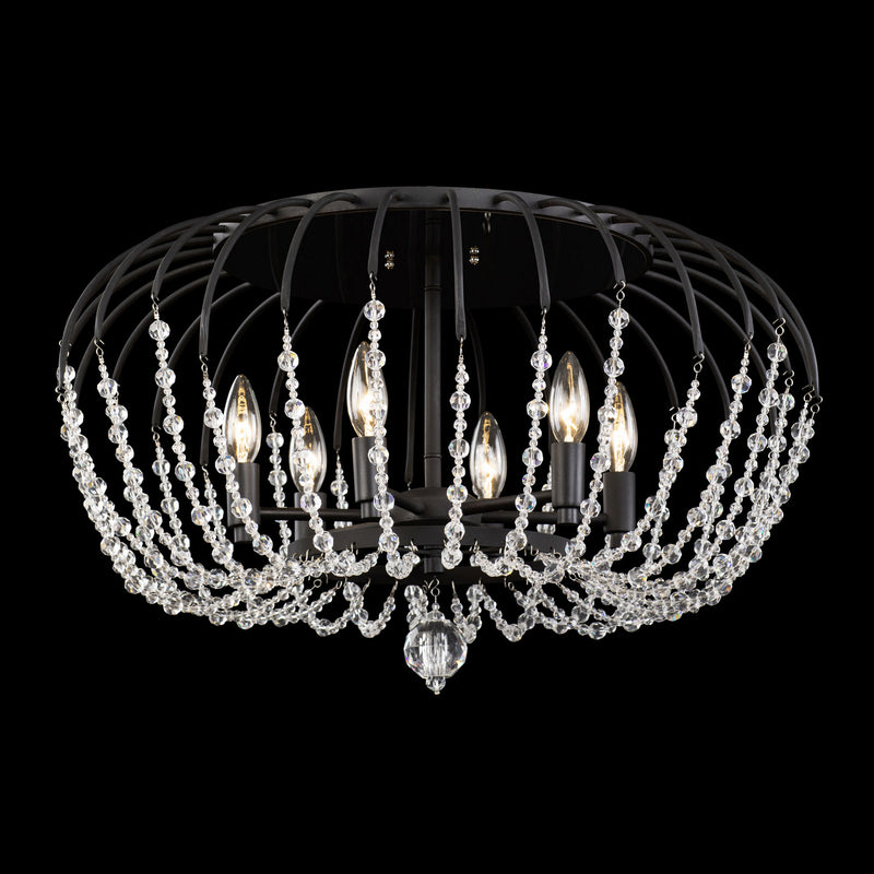 Varaluz 343S06MB Six Light Semi-Flush Mount, Matte Black