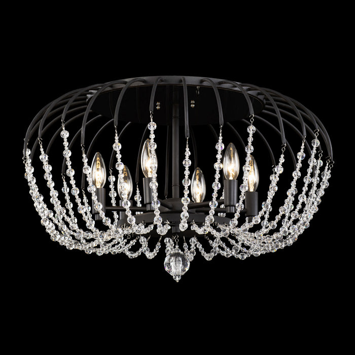 Varaluz 343S06MB Six Light Semi-Flush Mount, Matte Black