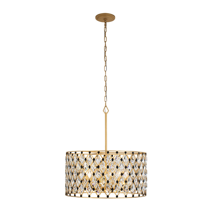 Varaluz 345P06FGMB Six Light Pendant, French Gold/Matte Black