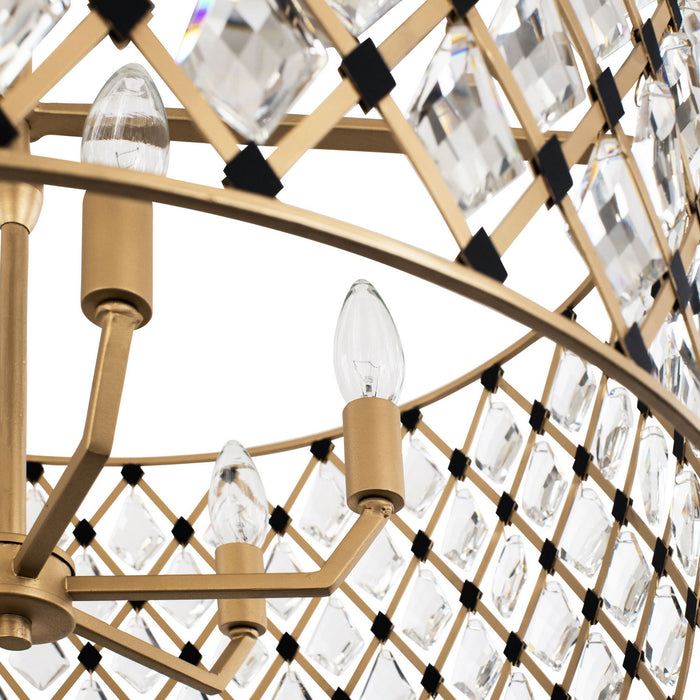 Varaluz 345P06FGMB Six Light Pendant, French Gold/Matte Black