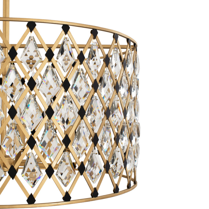 Varaluz 345P06FGMB Six Light Pendant, French Gold/Matte Black