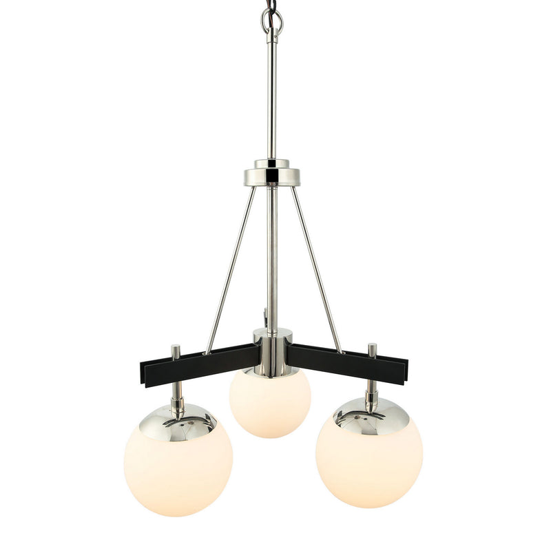 Varaluz 352C03BLPN Three Light Chandelier, Black/Polished Nickel
