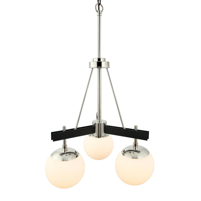 Varaluz 352C03BLPN Three Light Chandelier, Black/Polished Nickel