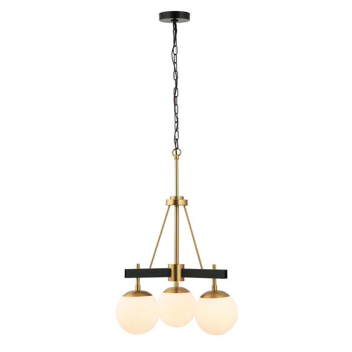 Varaluz 352C03BLSB Three Light Chandelier, Black/Satin Brass