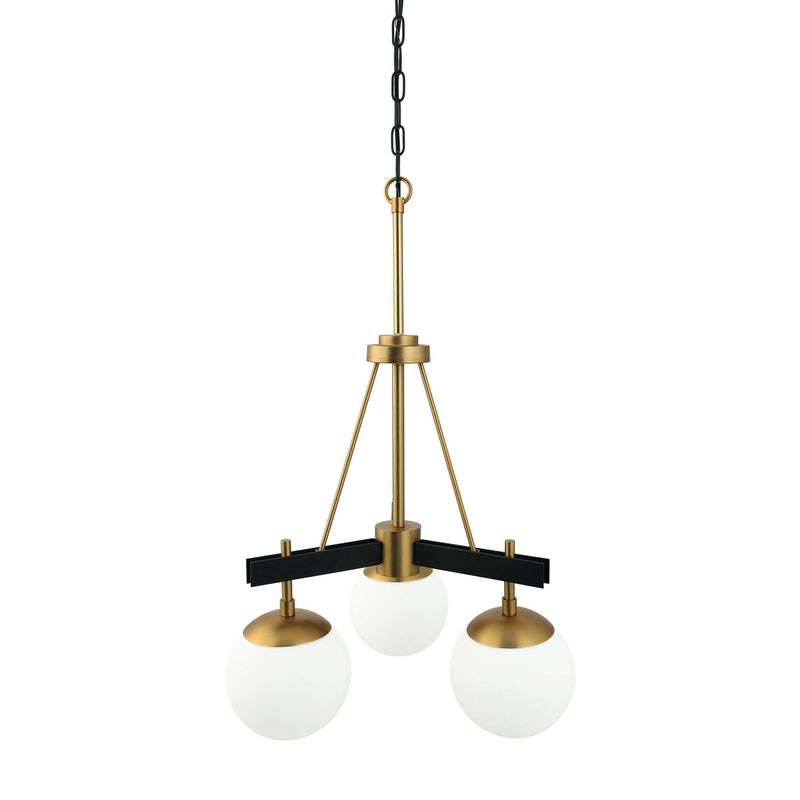Varaluz 352C03BLSB Three Light Chandelier, Black/Satin Brass