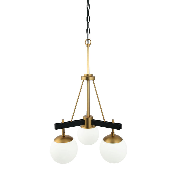 Varaluz 352C03BLSB Three Light Chandelier, Black/Satin Brass
