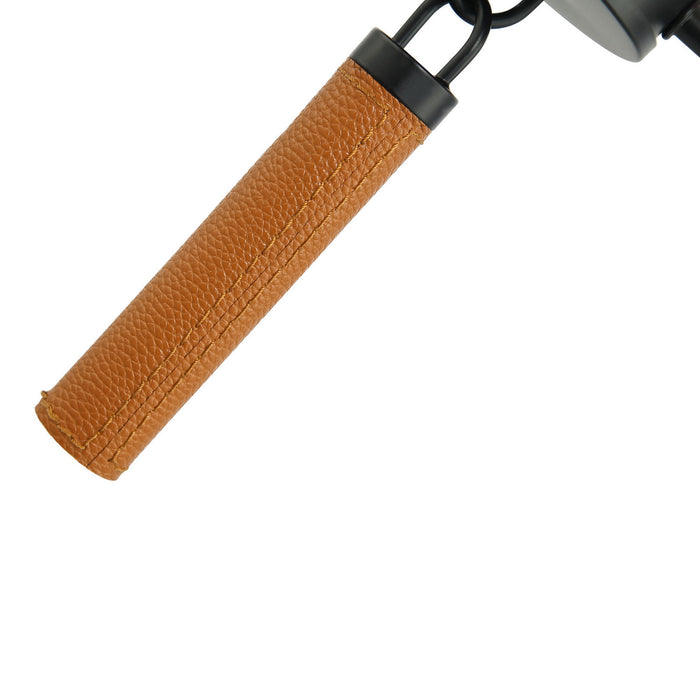 Varaluz 368P03BLC Three Light Pendant, Black/Camel Leather