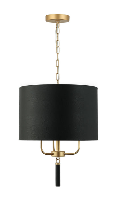 Varaluz 368P03GOB Three Light Pendant, Painted Gold/Black Leather