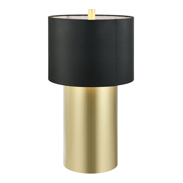 Varaluz 368T01GOB One Light Table Lamp, Painted Gold/Black Leather