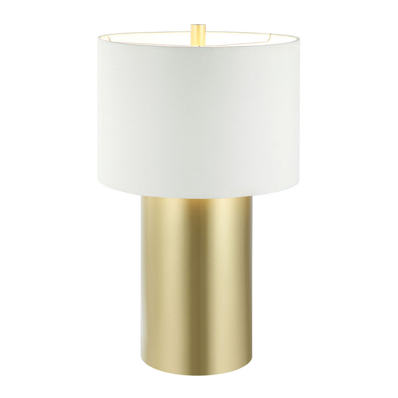 Varaluz 368T01GOW One Light Table Lamp, Painted Gold/White Leather