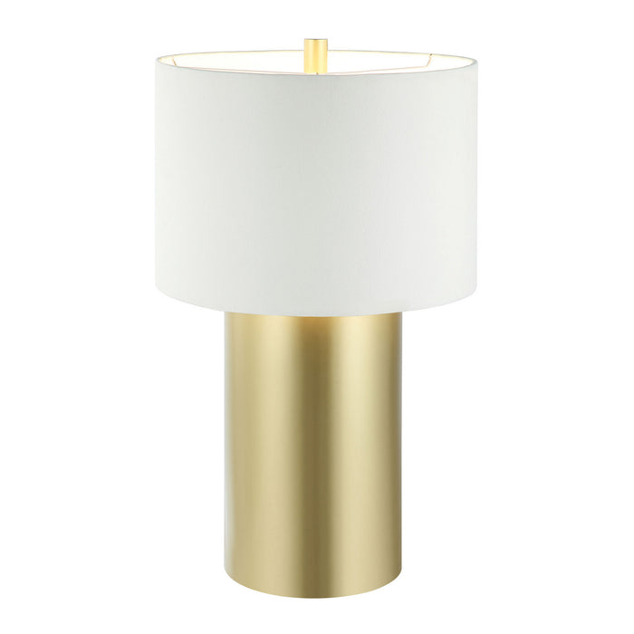 Varaluz 368T01GOW One Light Table Lamp, Painted Gold/White Leather